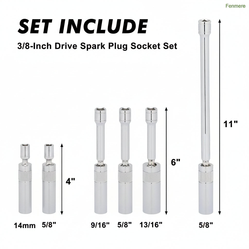 6PCS 3/8" Drive Magnetic Spark Plug Socket Set
